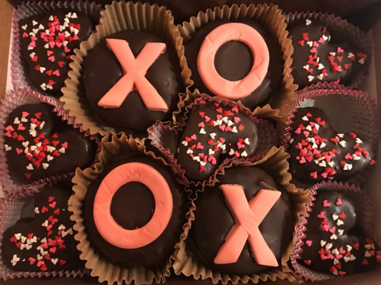 valentine themed treats in a box