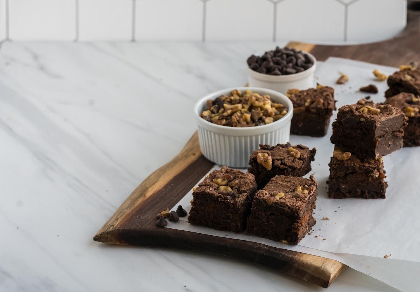 walnut brownies on a plate