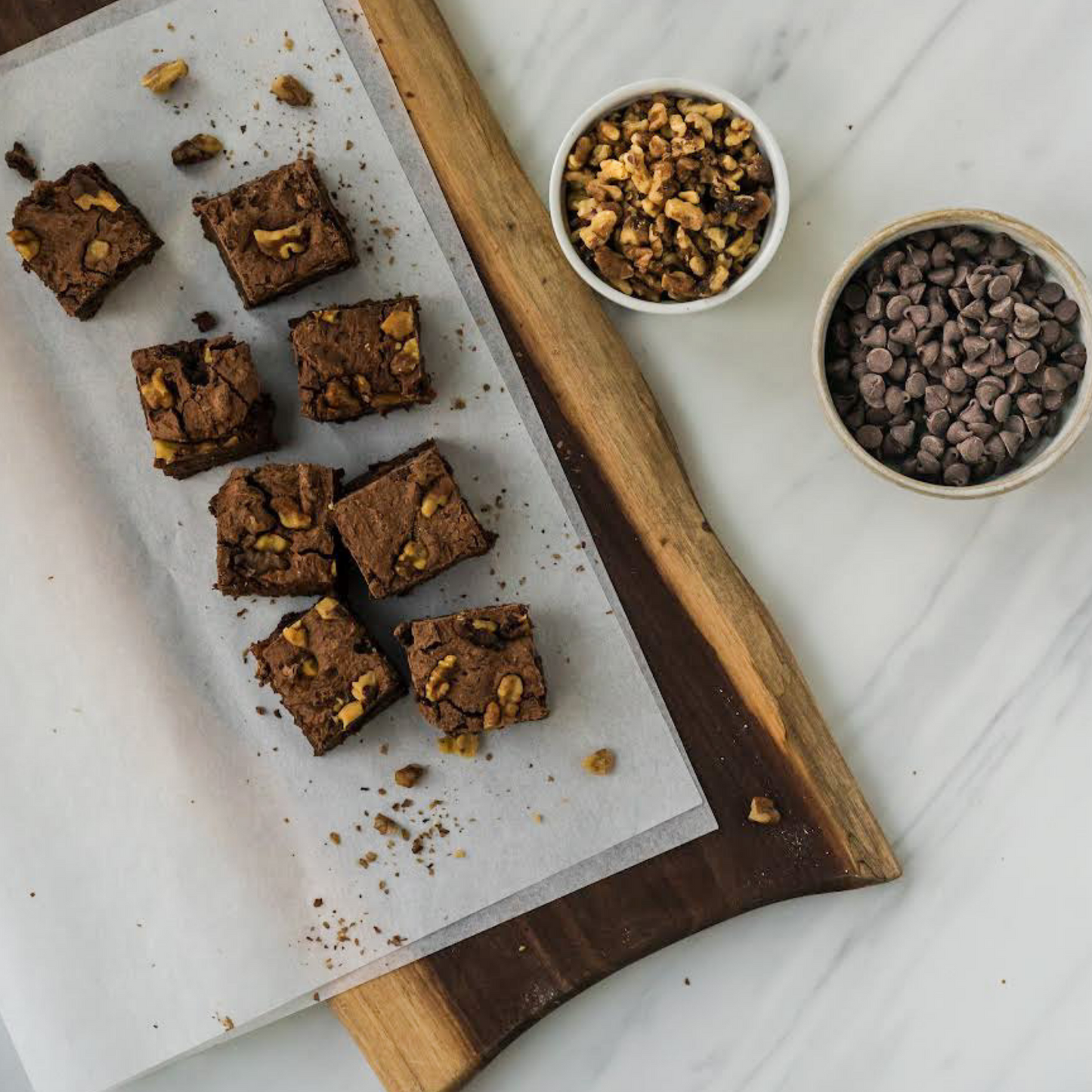 walnut brownie on tray